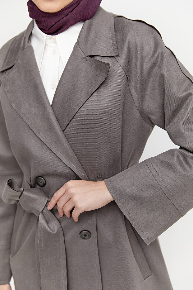 Süet Görünümlü Kruvaze Ceket - 4