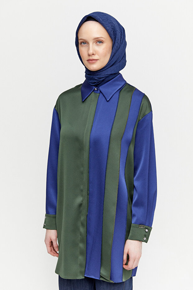 Çift Renk Saten Tunik - 4