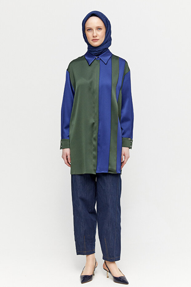 Çift Renk Saten Tunik - 2