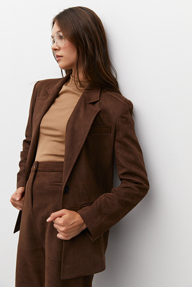 Oversize Süet Ceket - 5