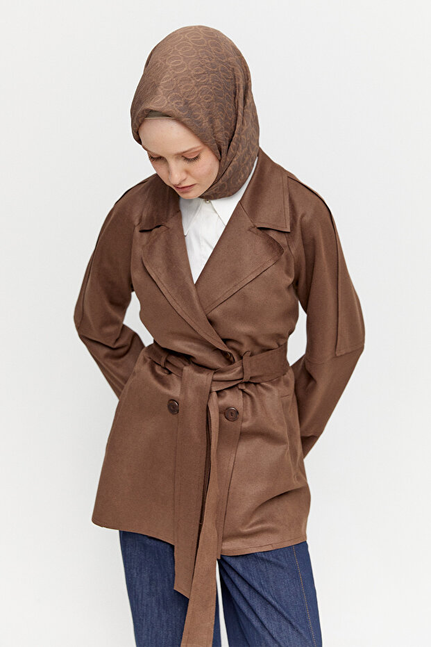 Süet Görünümlü Kruvaze Ceket - 4