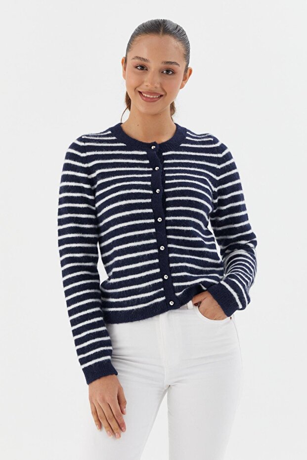 Striped knit cardigan laci