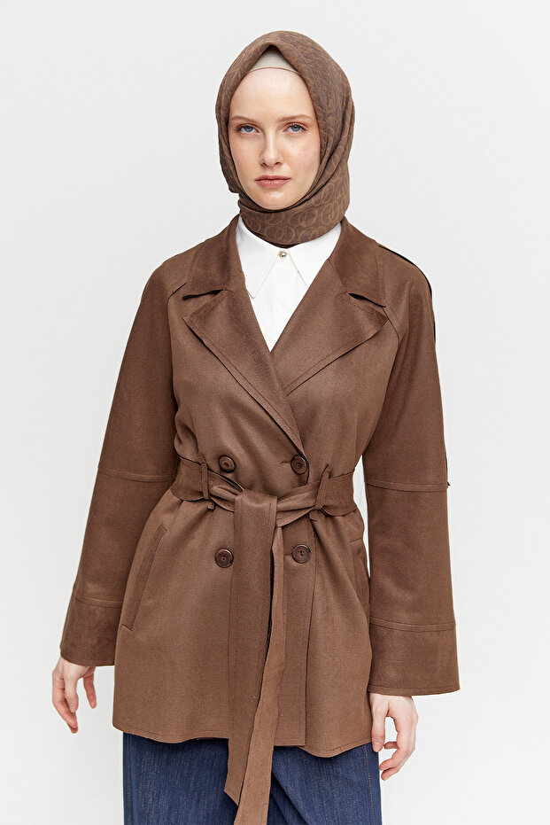 Süet Görünümlü Kruvaze Ceket - 3