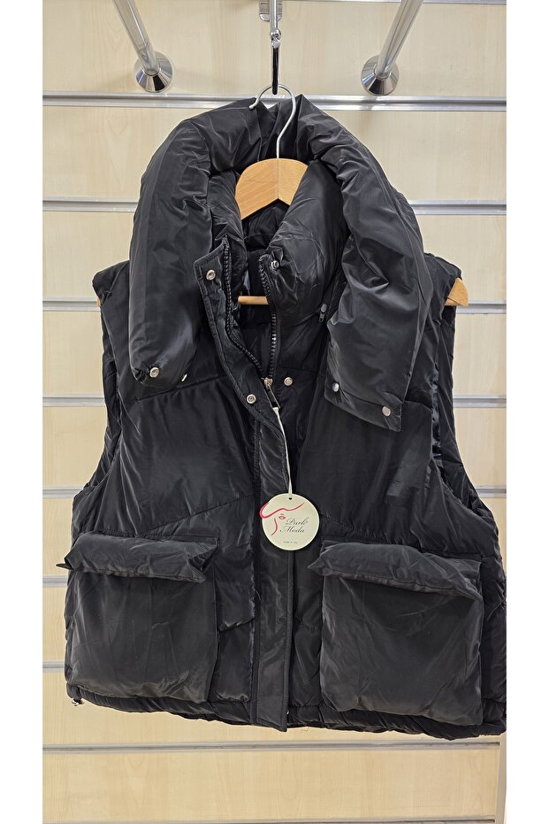 Kapitone Yelek Kapüşonlu - 1