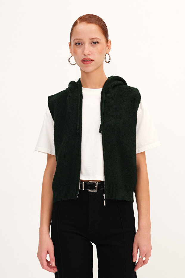 Kapüşonlu Triko Yelek Y3478 - 6