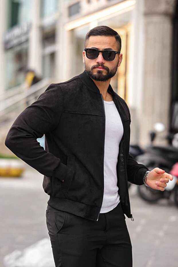 سترة بومبر أساسية للجنسين من جلد النوبوك - 3