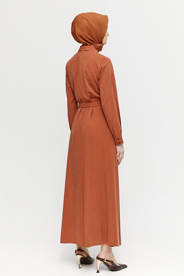 Kuşaklı Lyocell Elbise - 6