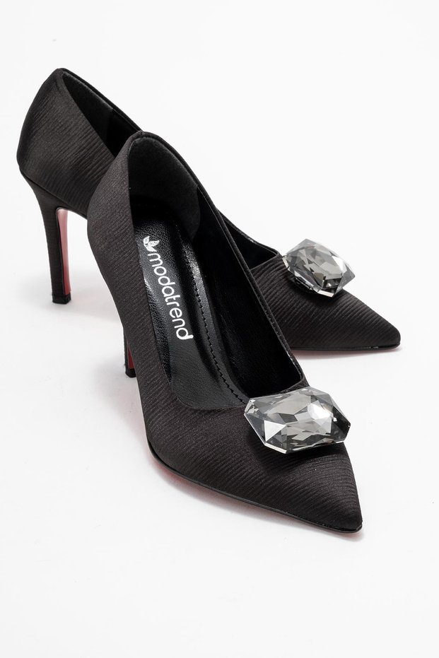 Diamond Stone Women's Stiletto Shoes Black