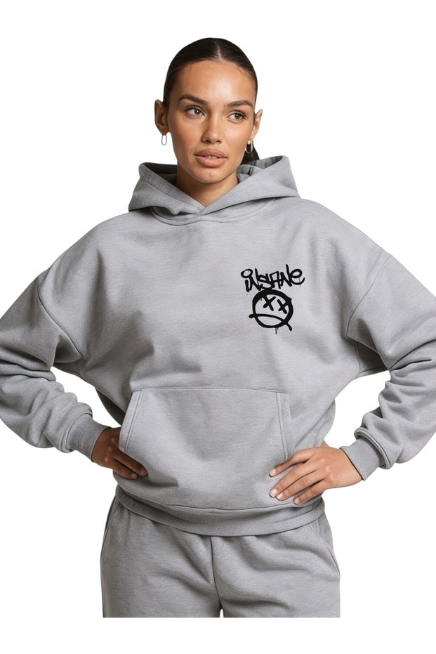 Unisex Human Face Colorful Custom Printed Cotton Oversize Hooded Sweatshirt