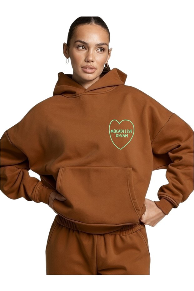 Unisex Keep Fighting Colorful Custom Printed Cotton Oversize Hooded Sweatshirt