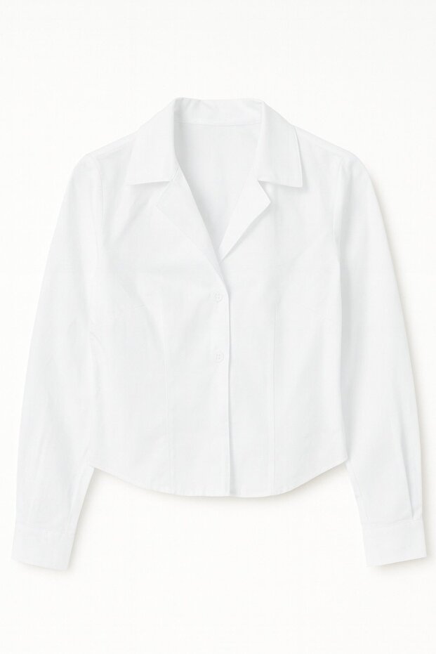 Minimalist Basic Uzun Kollu Kadın GÖMLEK - 4