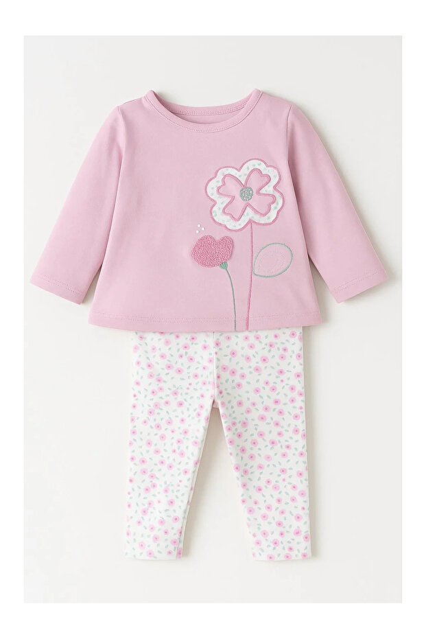 Baby Girl Set with Pink Floral Leggings