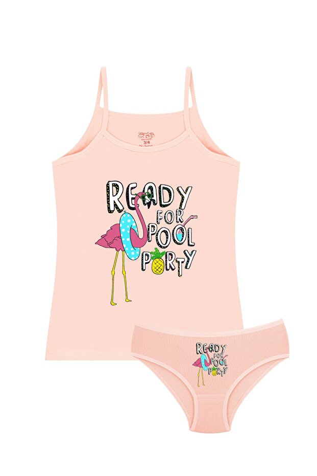 Girl's Undershirt Panties Lycra Salmon Flamingo (96% Cotton - 4% Elastane)