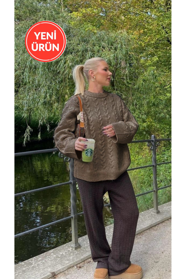 Kadın Bisiklet Yaka Örme Triko Kazak - 1