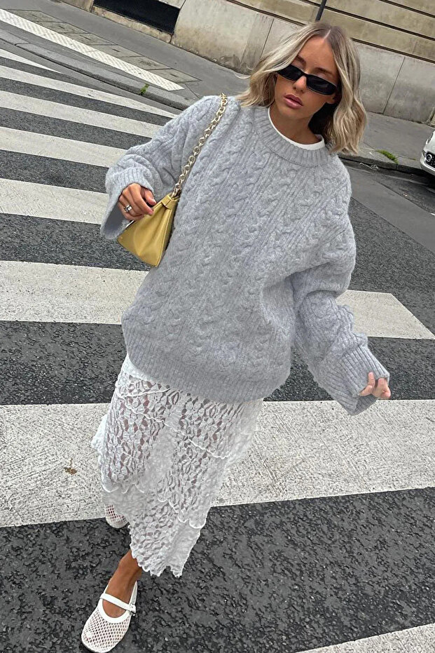 Kadın Bisiklet Yaka Örme Triko Kazak - 4