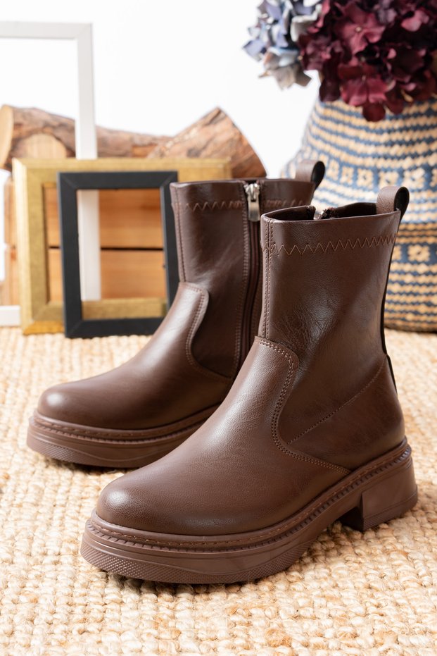 Stretch Ankle High Shiny Leather Non-Slip Sole Orthopedic Women's Stylish Boots&Bootie