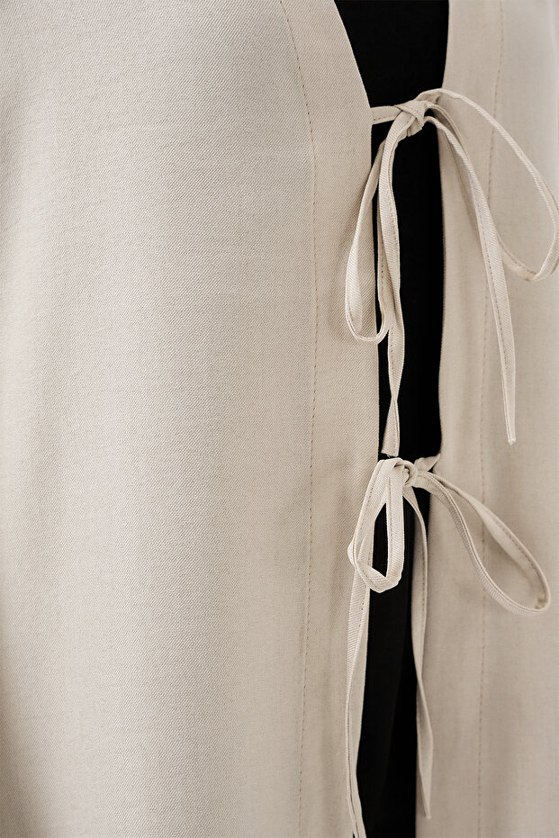 Keten Tesettür Kimono 5968 - Ekru - 2