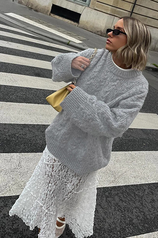 Kadın Bisiklet Yaka Örme Triko Kazak - 2