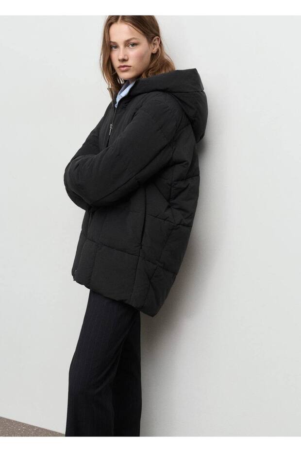 Kapüşonlu kapitone anorak - 6