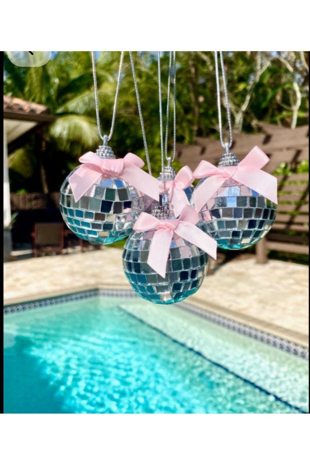 Ribbon Disco Ball Rearview Mirror Ornament -1 Piece-