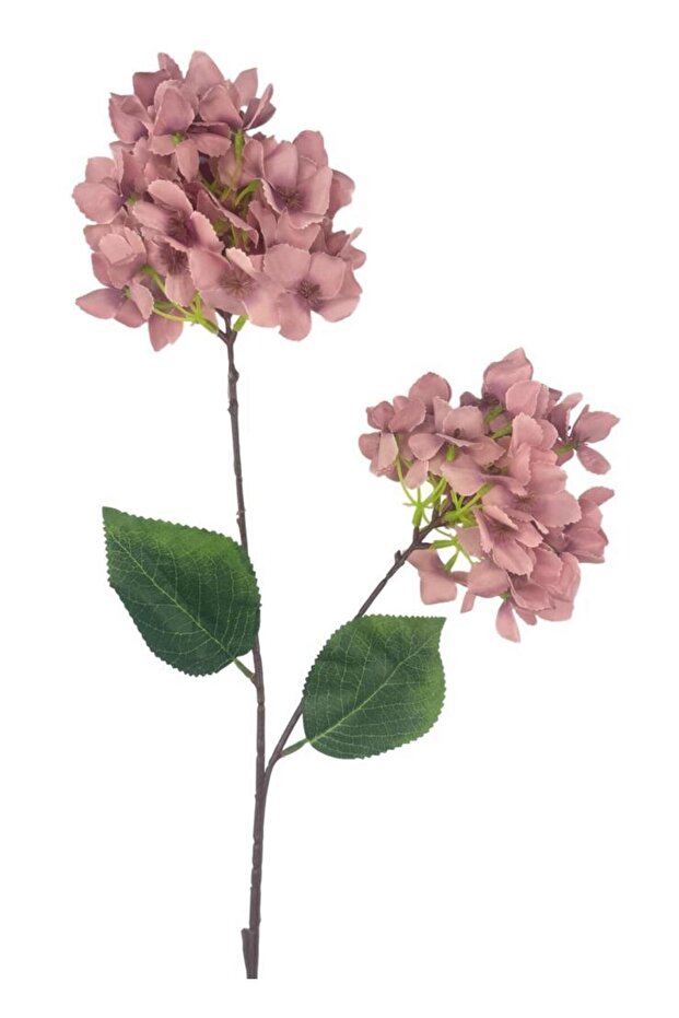 Yapay Çiçek Ortanca 90cm 2Toplu Gülkurusu Koyu Tek Dal Kumaş Çiçek Uzun Dal - 1