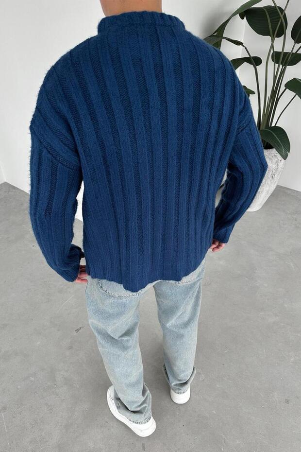 İndigo Soft Premium Örme Relaxed Triko Kazak - 5