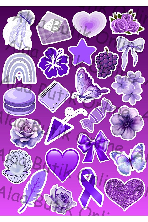 25-Piece Sticker Set in Purple Shades - Notebook, Agenda, and Gift Decoration