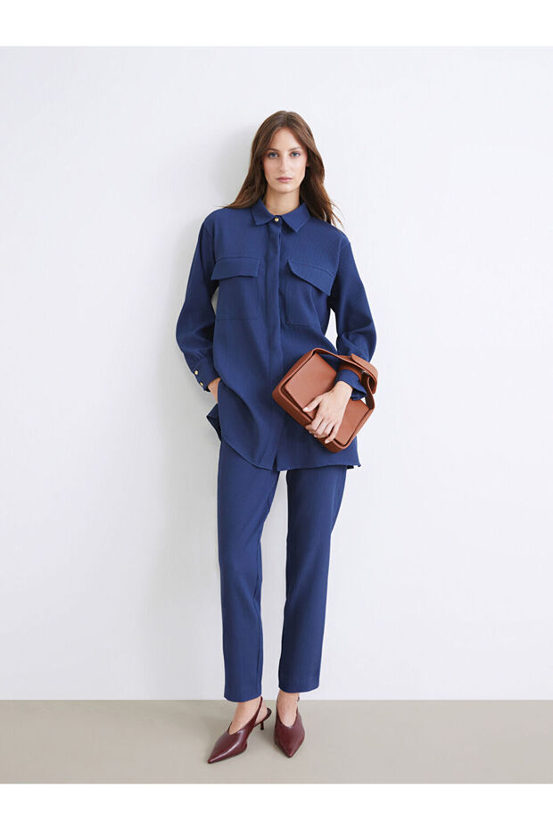 Quality Pieces from Çelebi Store Women's Textured Carrot Planting Pants with Waist Cord