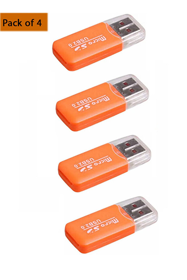 Pack of 4 USB 2.0 MICRO SD HIGH SPEED MINI EXTERNAL TF MEMORY CARD READER ADAPTER Orange - 1