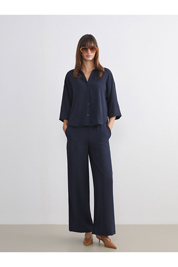 Esvab • Modern & Distinctive Wide-Leg Women's Trousers with Waist Drawstring