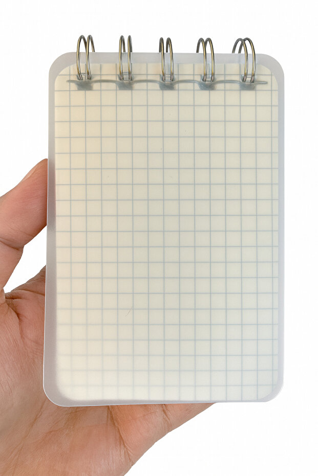 Mini Size 7.4X10.5Cm Spiral Wirebound Checkered Hand Notebook 100 Sheets A7 Notebook with Transparent Hard Cover - 1