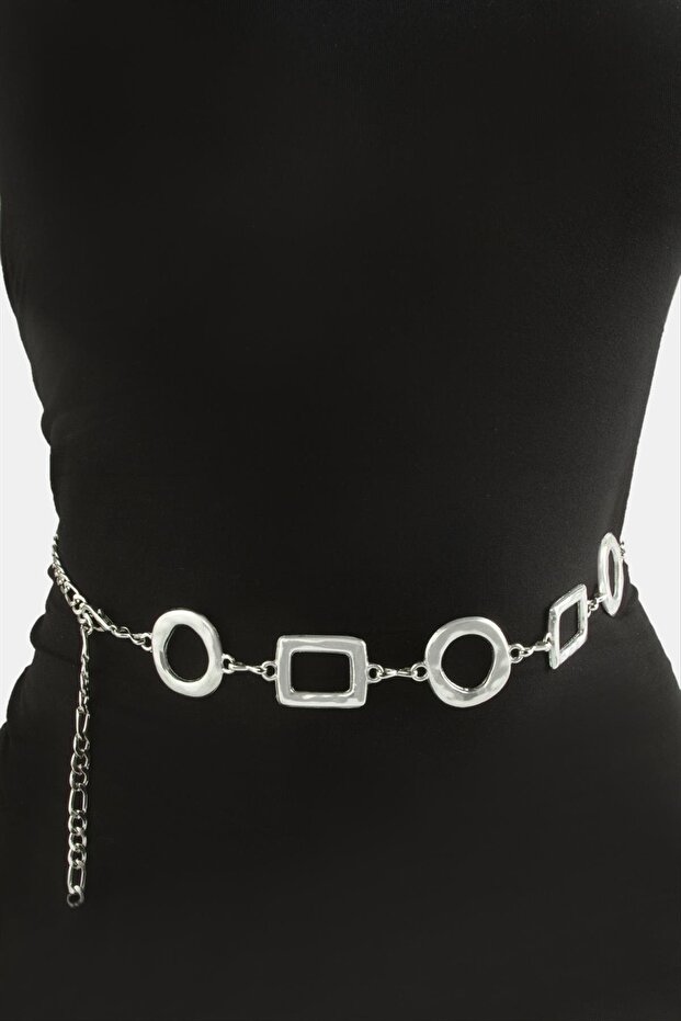 Square Ring Metal Chain Belt