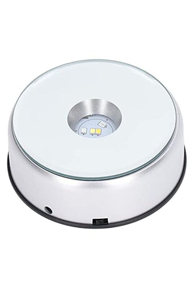 Cryfokt Rotating Display Stand, 360 Degree Automatic Mute Rotating Turntable, Display, LED Lights D - 1