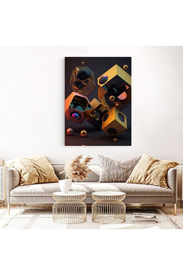 geometric elements, yellow, brown, purple, code 1096 - 6