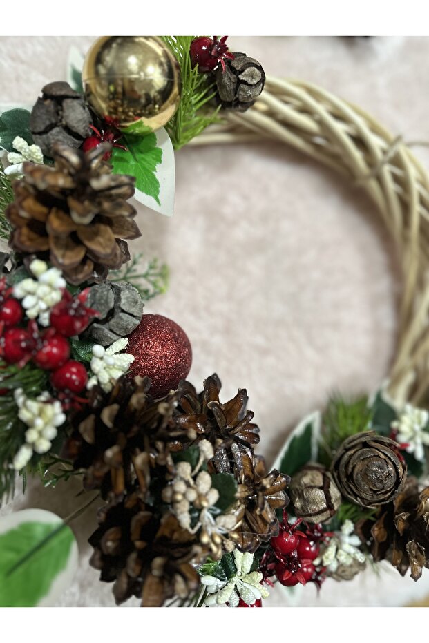 Kozalak Ve Kokinalı Bambu Yılbaşı Kapı Süsü Çelenk - 3