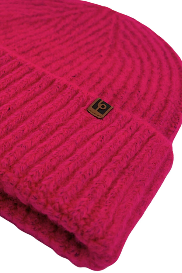 Fuchsia Pink Unisex Beanie LP Koleksiyonu Fuşya Pembe Yumuşak Yünlü Katlamalı Fitilli Örgü Bere - 5