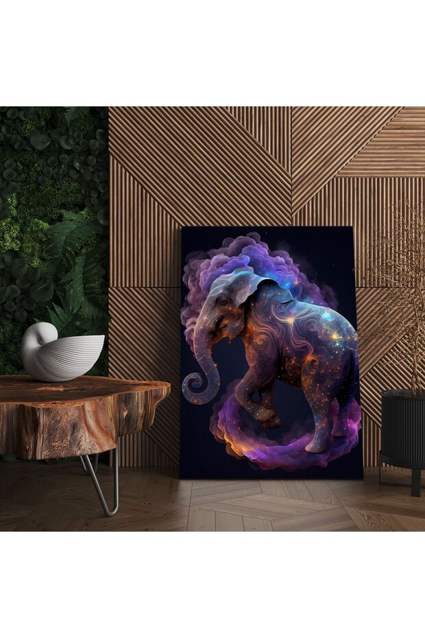 Elephant painting galaxy background colored clouds, code 1748 - 4
