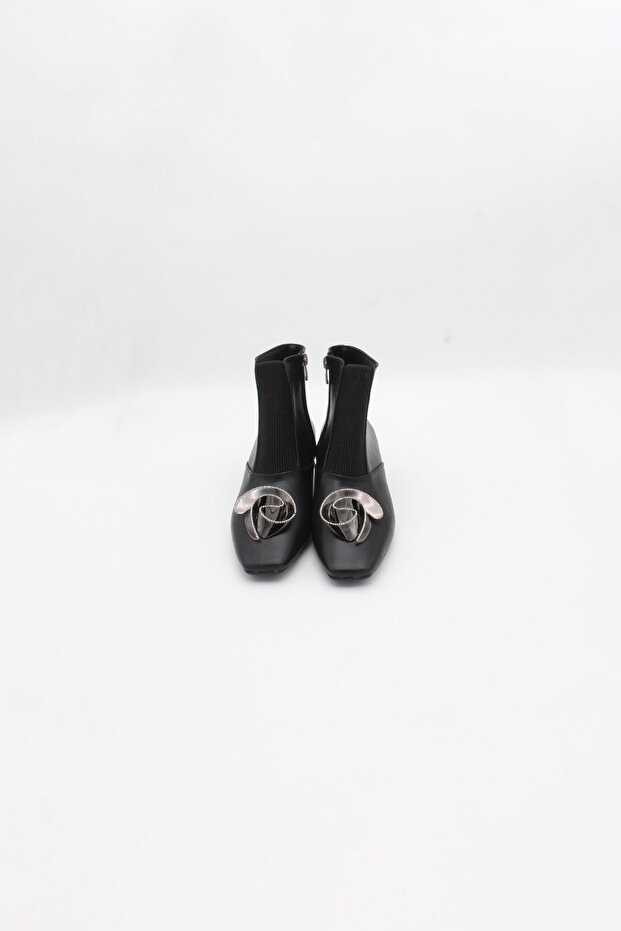 2068 R-135 Kadın Topuklu Bot SIYAH CILT PLATIN - 3