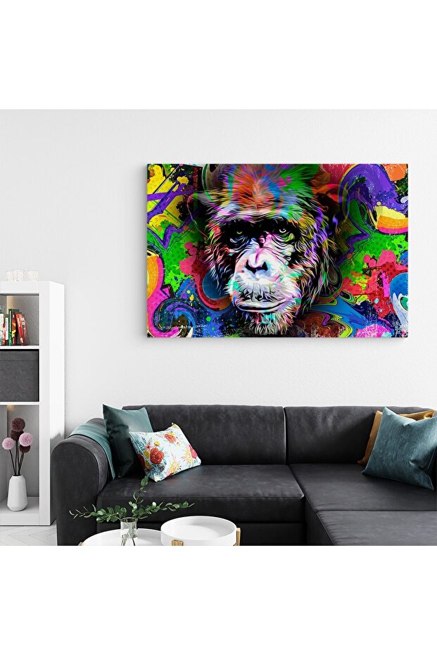 Monkey head painting, graffiti background, code 1886 - 4