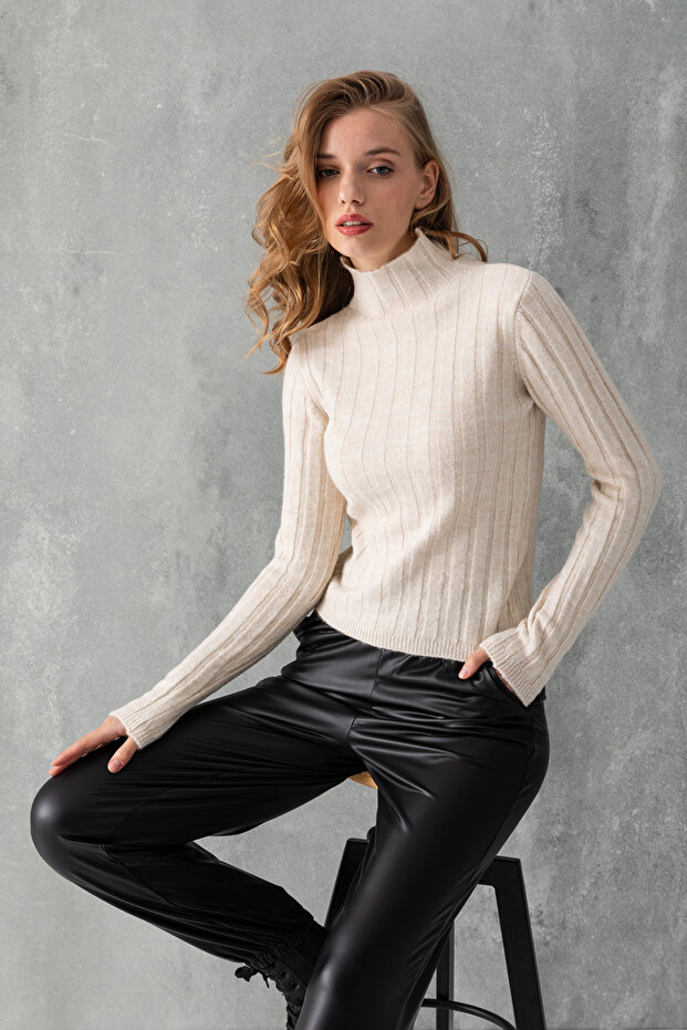High Neck Slim Fit Bodysuit, Ribbed Knit Sweater, High Neck Slim Fit Sweater.