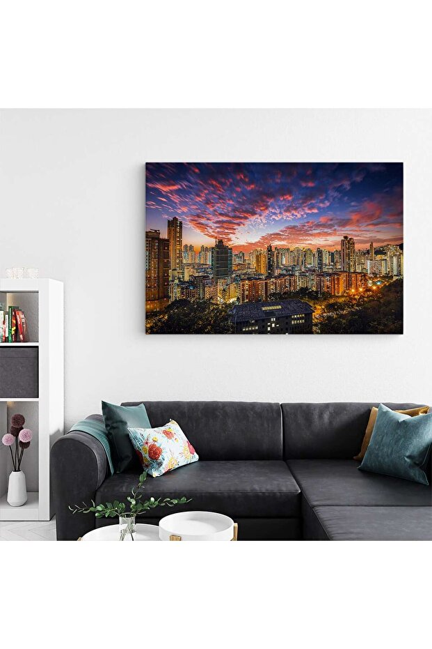 Sunset cityscape painting, code 4384 - 4