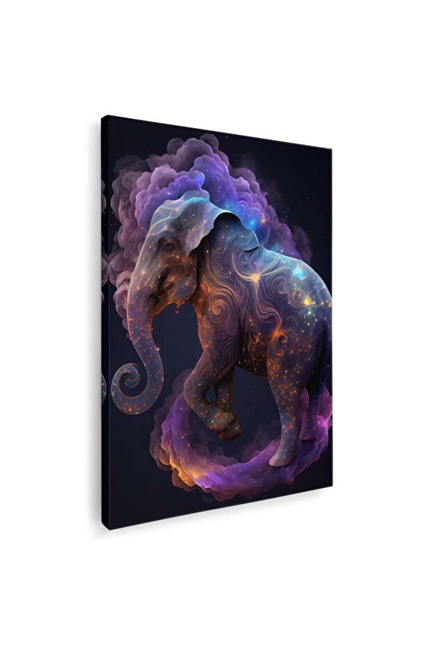 Elephant painting galaxy background colored clouds, code 1748 - 1