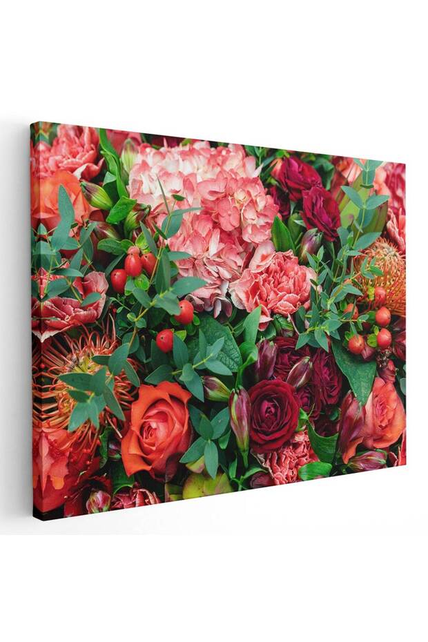 Tablou flori variate rosu roz, cod 2677