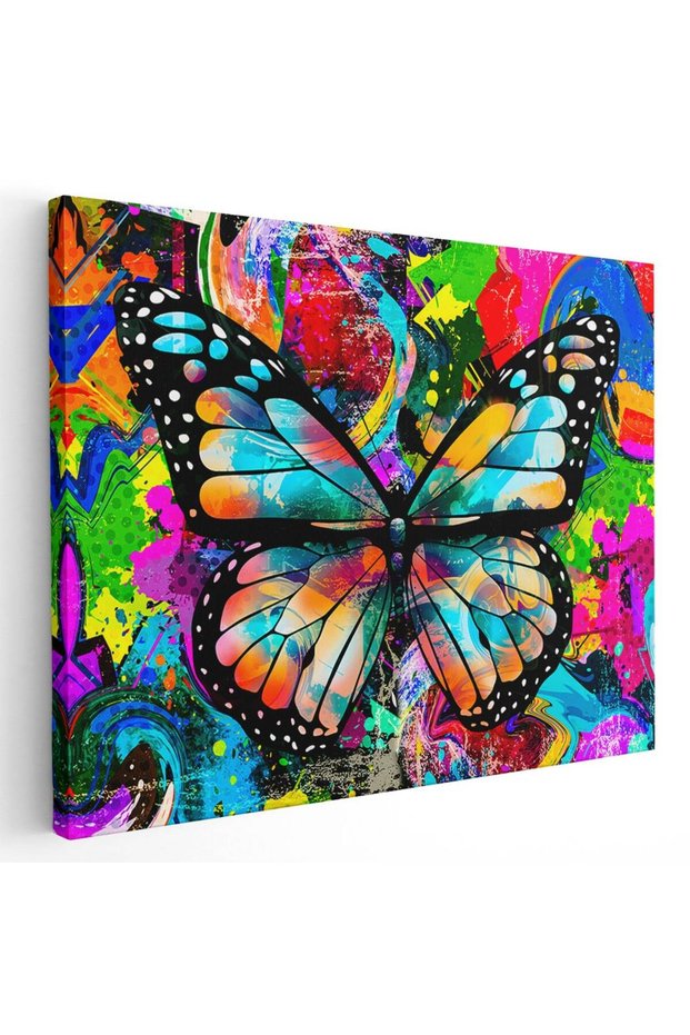 Tablou fluture fundal abstract multicolor, cod 4978