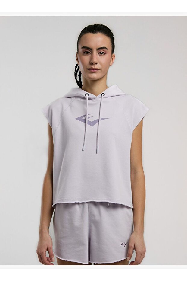 Ever Classics Wmn Lilac Women's Crop Hooded Sleeveless Sweatshirt