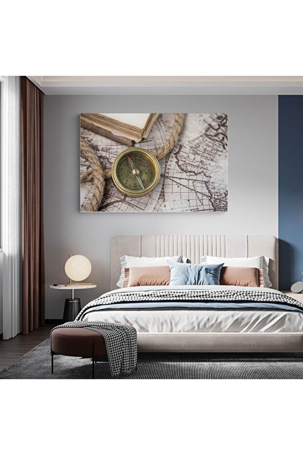 compass with old map, brown, gold, code 1099 - 4