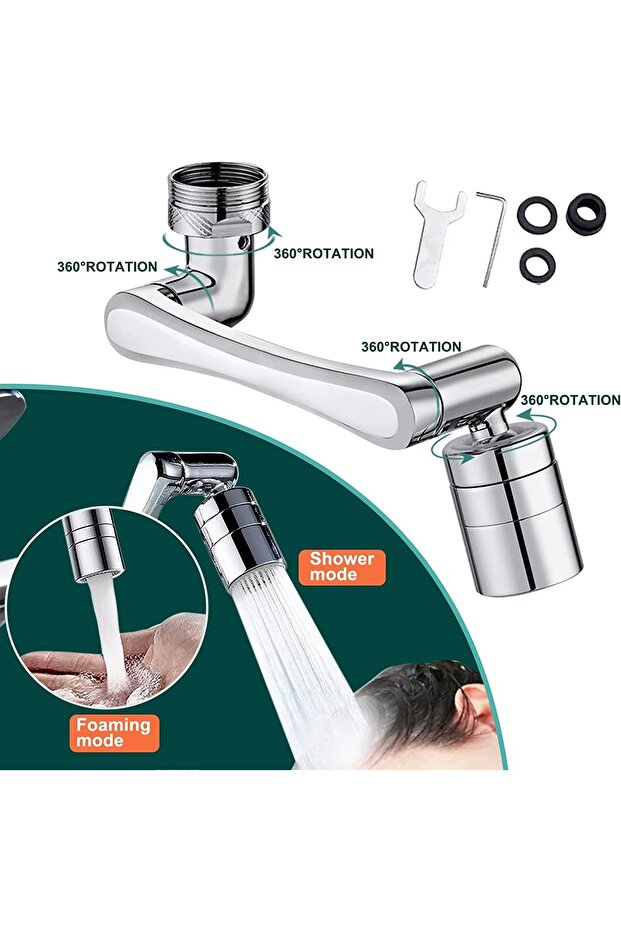 Rotating faucet extension – multi-mode nozzle, 360° rotation, water saving, universal installation - 3