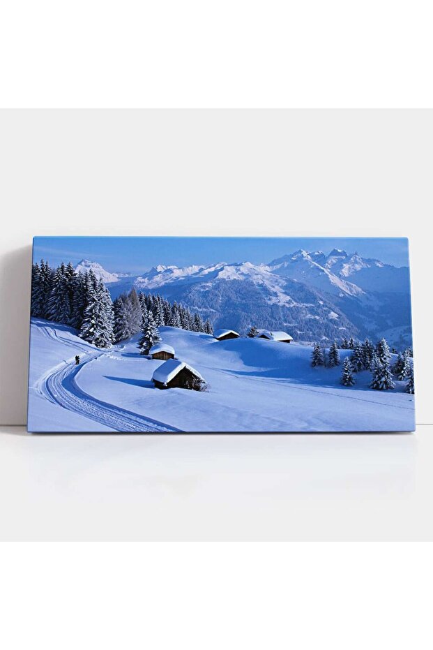 Tablou peisaj munte cabane brazi, cod 3032 - 3