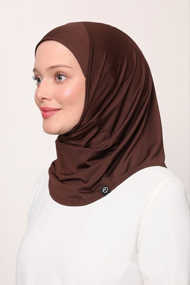 Women's Hijab Cimafit Breathable Ready-To-Wear Practical Hijab Bonnet Brown