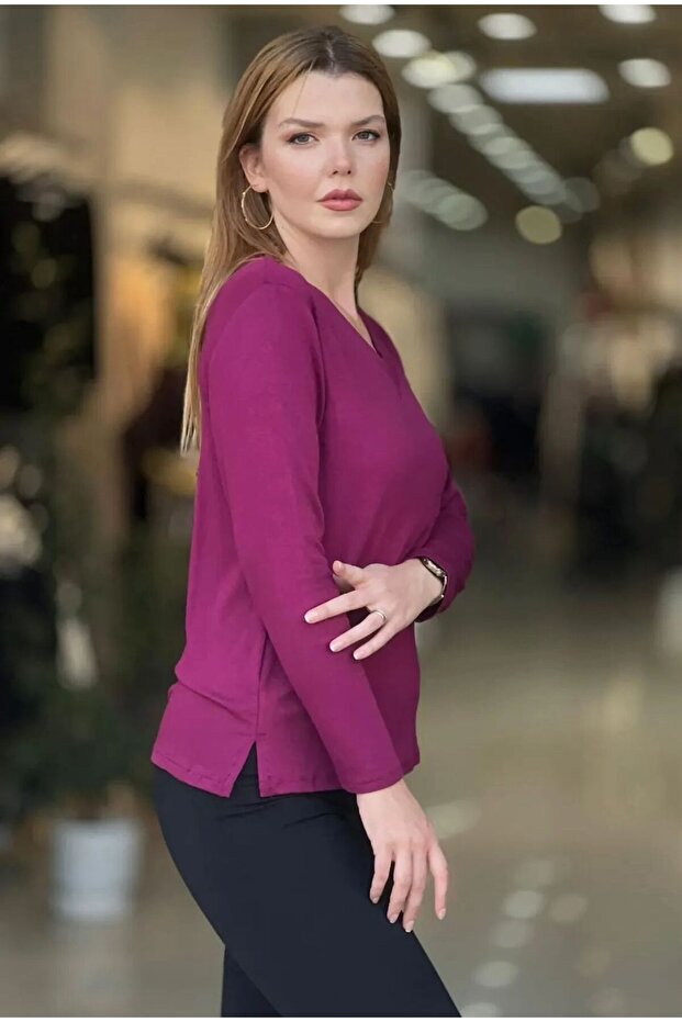 YIRTMAÇLI BLUZ MÜRDÜM - 2